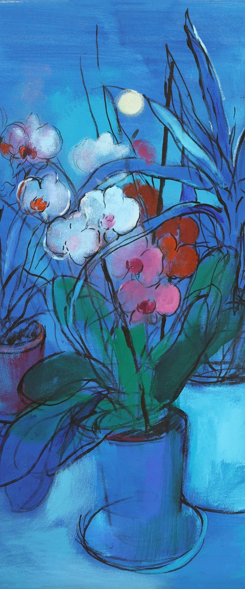 Blue Still life and Moon by Artem Andreichuk