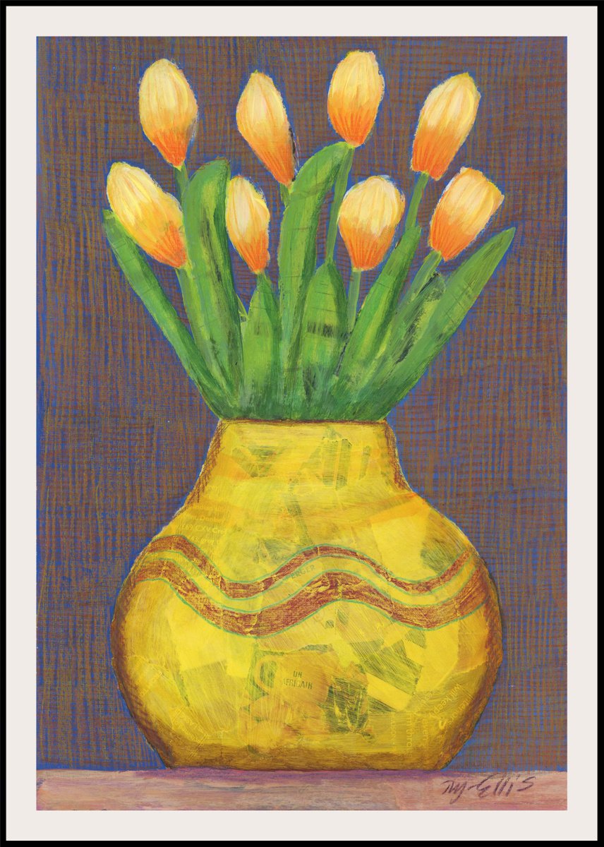 Posy I, collage with acrylic by Mariann Johansen-Ellis