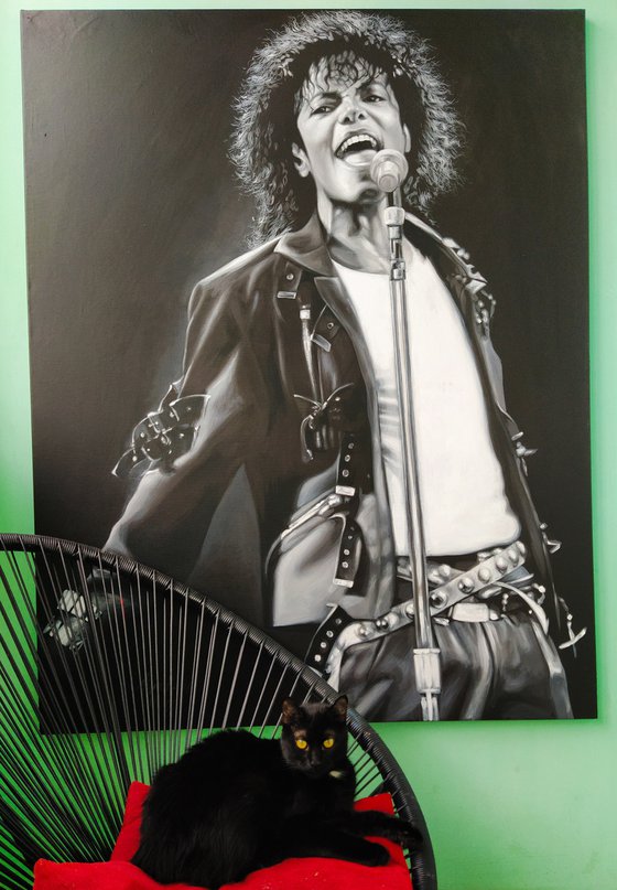 Michael Jackson portrait Original signed painting on canvas artwork present Idea fan gift Moonwalker MJ party wall-art King of pop music