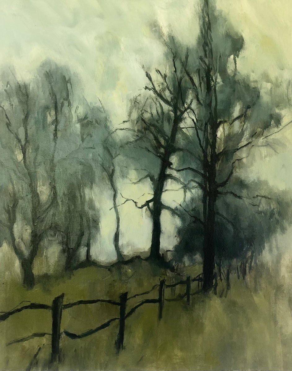 Impressionistic Landscape Oil Painting By Joanna Farrow, 25 X 31, Stillness, Original Artwork