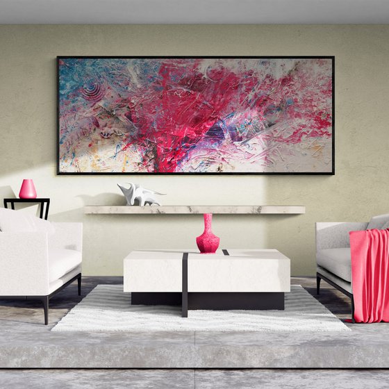 Love Masquerade 240cm x 100cm Pink Textured Abstract Art