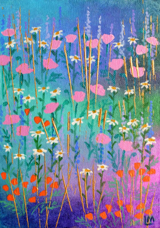 Mini Meadow 11 - poppies and daisies