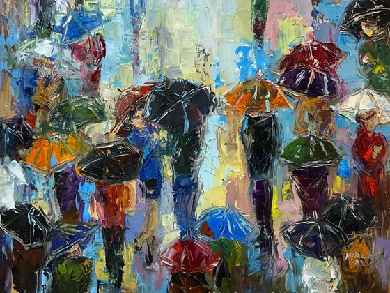 First meeting under umbrellas