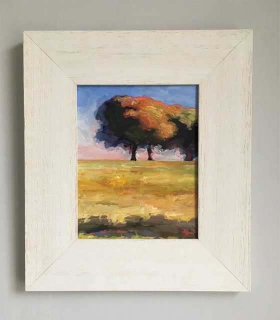 Trees in the Golden Hour-Impressionist oil painting.