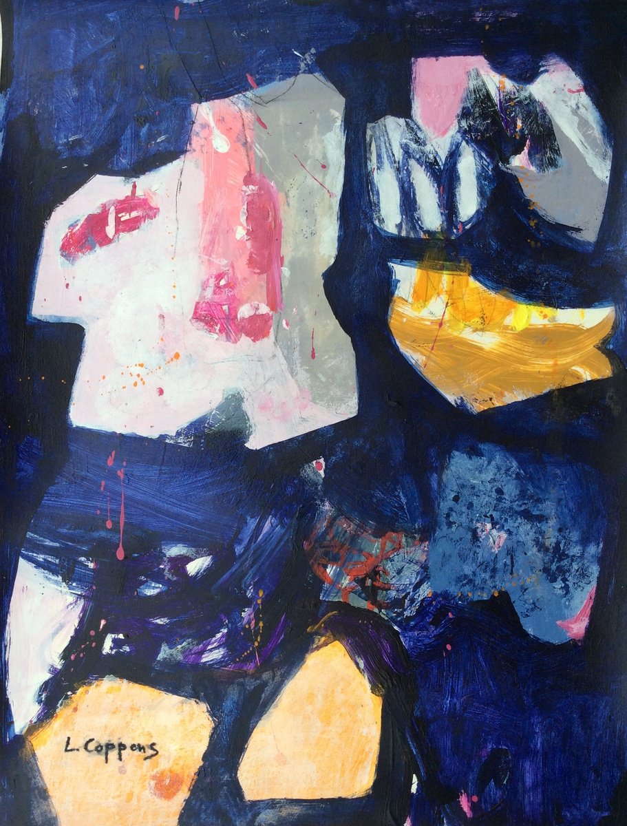 Abstract Acrylic Painting By Linda Coppens, 20 X 26", Enchanted Nocturne 3, Original Artwork