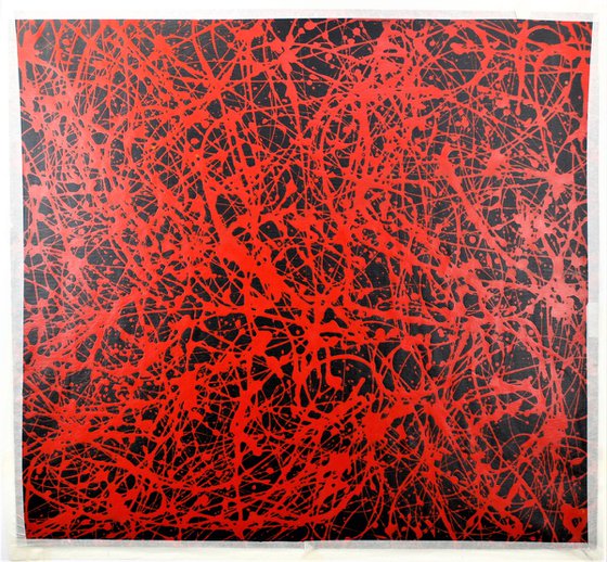 Extra large abstract artwork  (red and black)