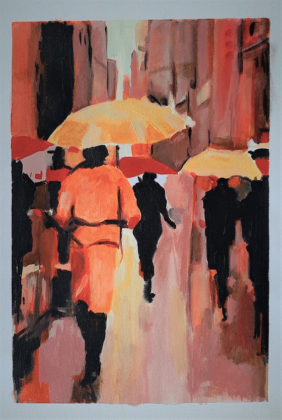 Rainy town / 46 x 30 x 3 cm