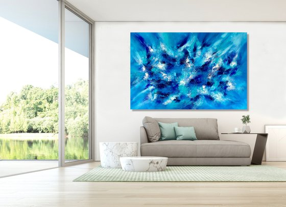 Avalon - XL LARGE,  ABSTRACT ART – EXPRESSIONS OF ENERGY AND LIGHT. READY TO HANG!