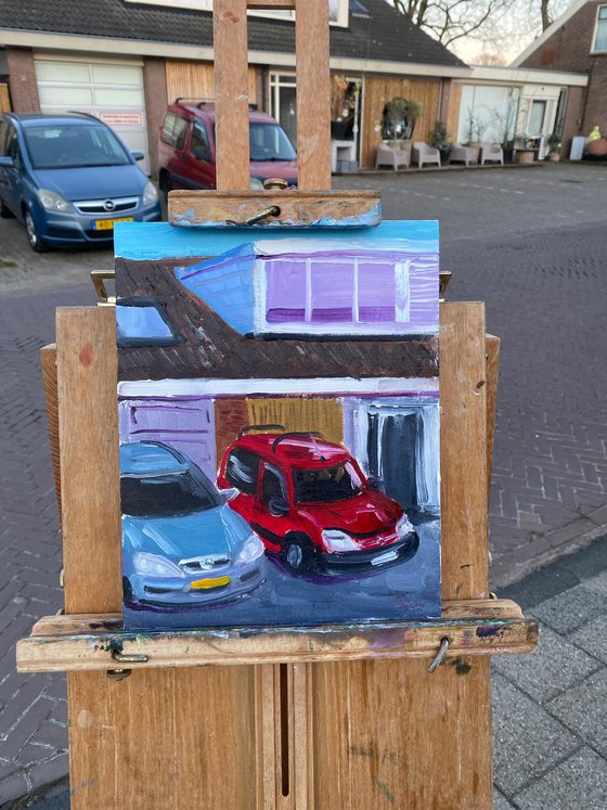 Cars parked near the house
