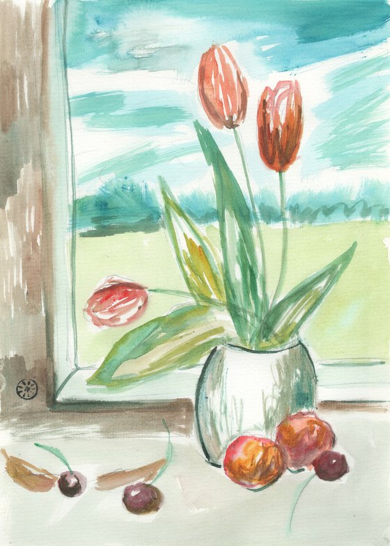 Tulips By The Window