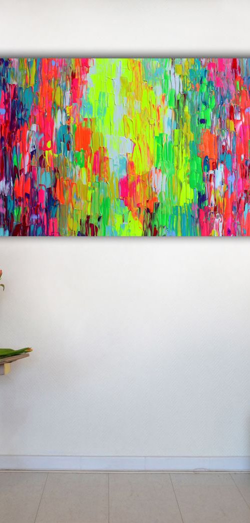 Large Abstract Painting Colourful Abstract Painting Textured Painting XXL Title: Gypsy Girl Dancing in the Night XI by Soos Tiberiu