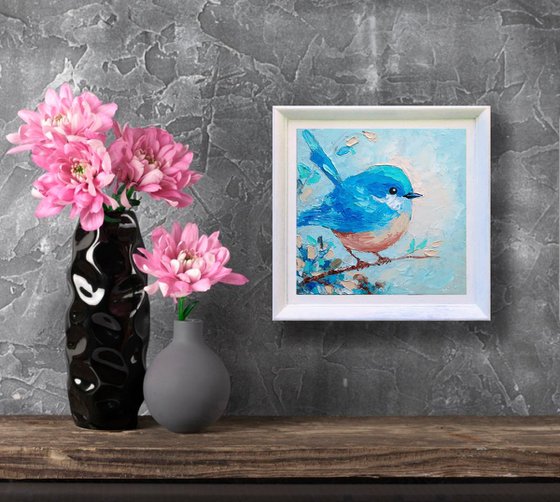Blue Bird Painting Miniature Artwork