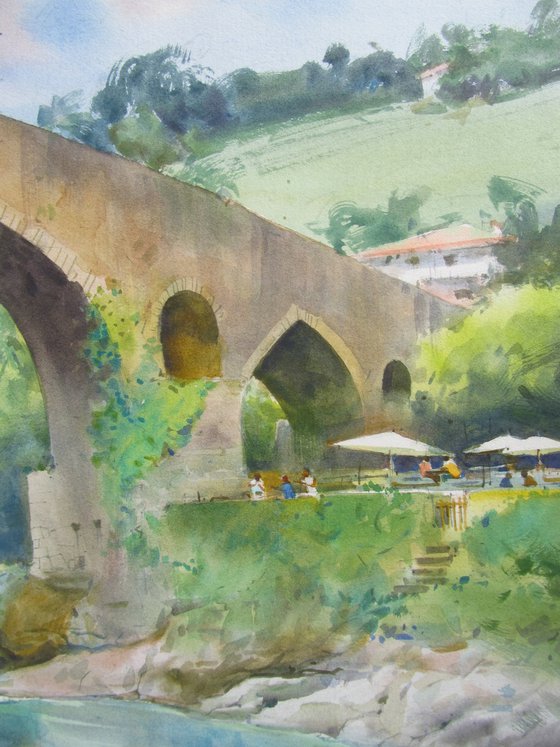 Roman bridge in Cangas de Onis, Asturias, Spain