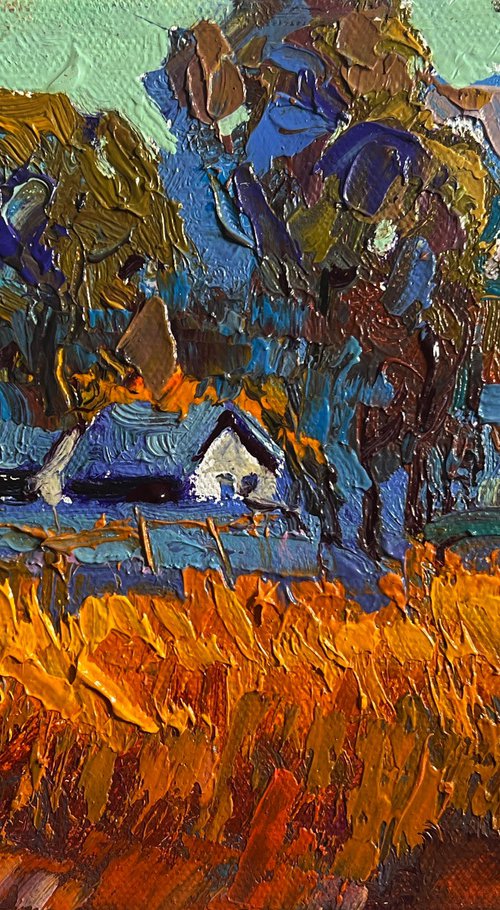 Autumn village evening by Kalenyuk Alex