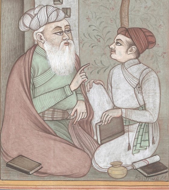 Guru and Disciple on Antique Paper