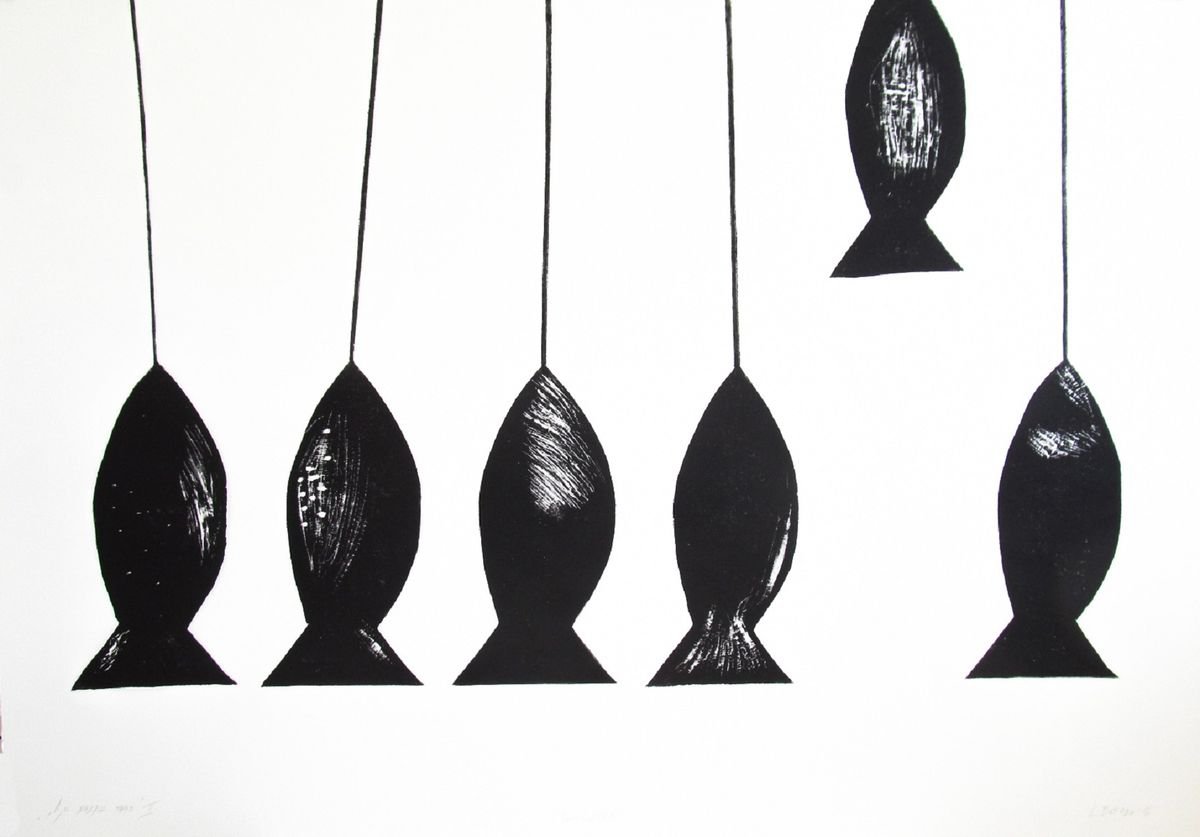 Animal Linocut By Kristina Vatova, 39 X 28", "To Be The First Ii", Original Artwork