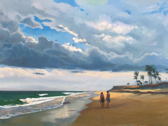 Stroll along the beach 30x40 inch Oil Bo Kravchenko