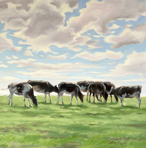 Cows in a field by Alina Karpova