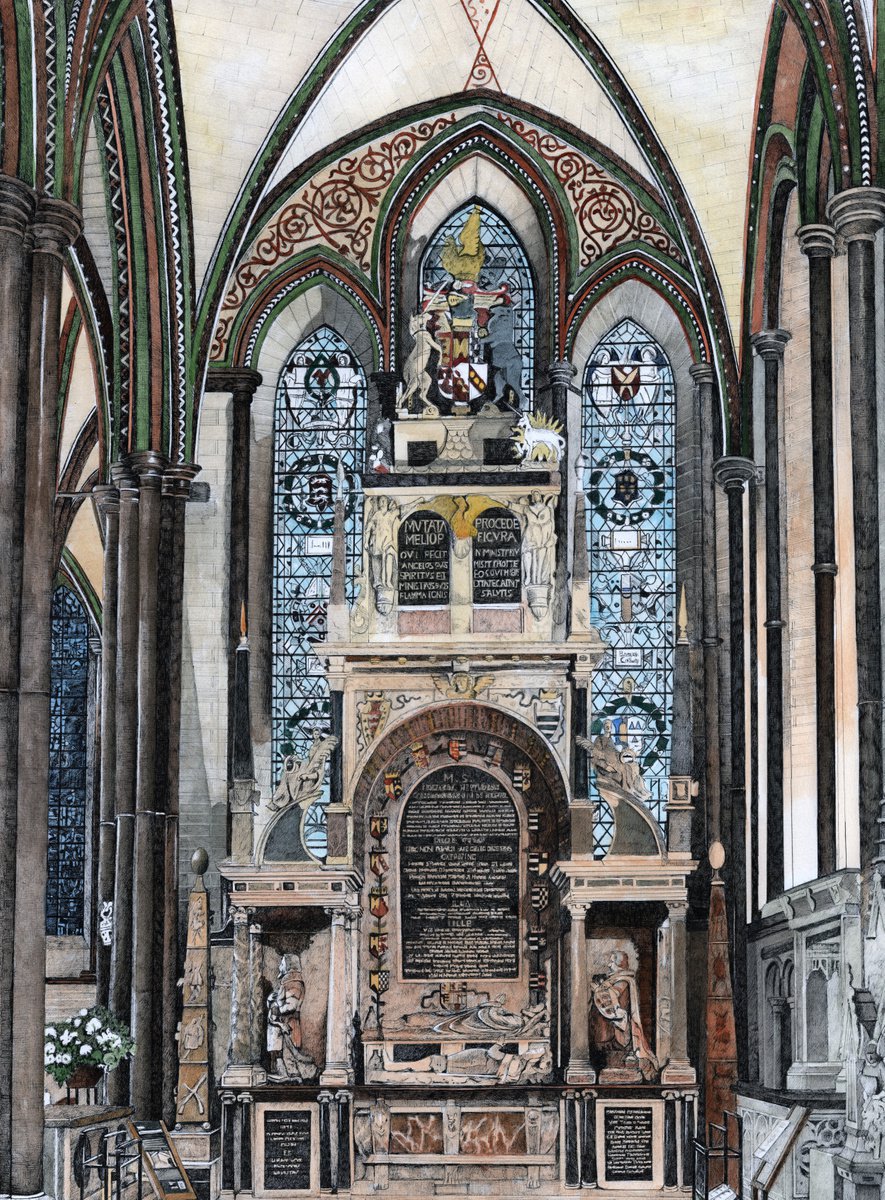 Illustrative Cityscapes Watercolour By Shelley Ashkowski, 17 X 23", Tomb Of Edward Seymour, Original Artwork