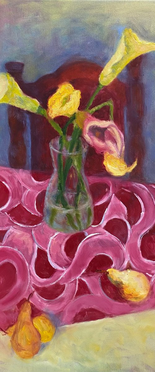 Still life with calla lilies by Zhenya Yazvicheva