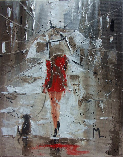 " FIRST SPRING RAIN " STRETCHED ON FRAME by Monika Luniak