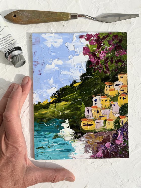 Positano original oil impasto painting