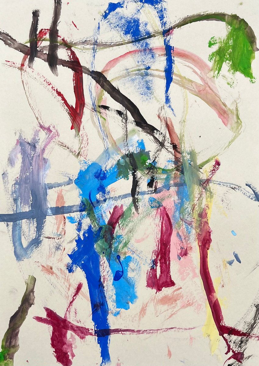 Abstract Painting By Cadiou Frederic, 13 X 17, Pinceau Pinceau Herisson, Original Artwork