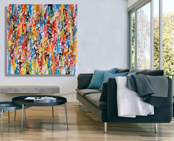 Summer Love - XL LARGE,  ABSTRACT ART, PALETTE KNIFE ART – EXPRESSIONS OF ENERGY AND LIGHT. READY TO HANG!