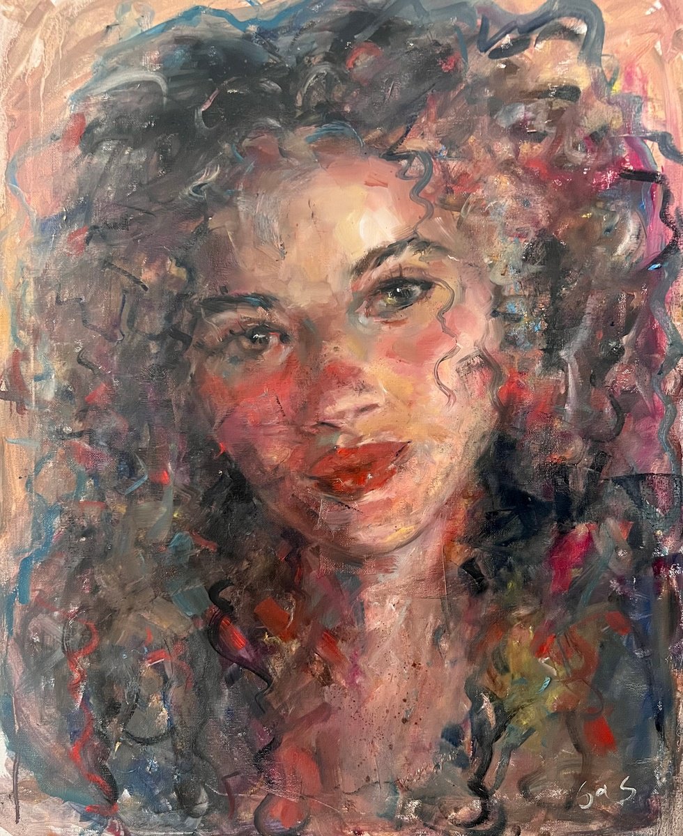 Impressionistic Portrait Oil Painting By Liubou Sas, 20 X 24", I Love You, Original Artwork