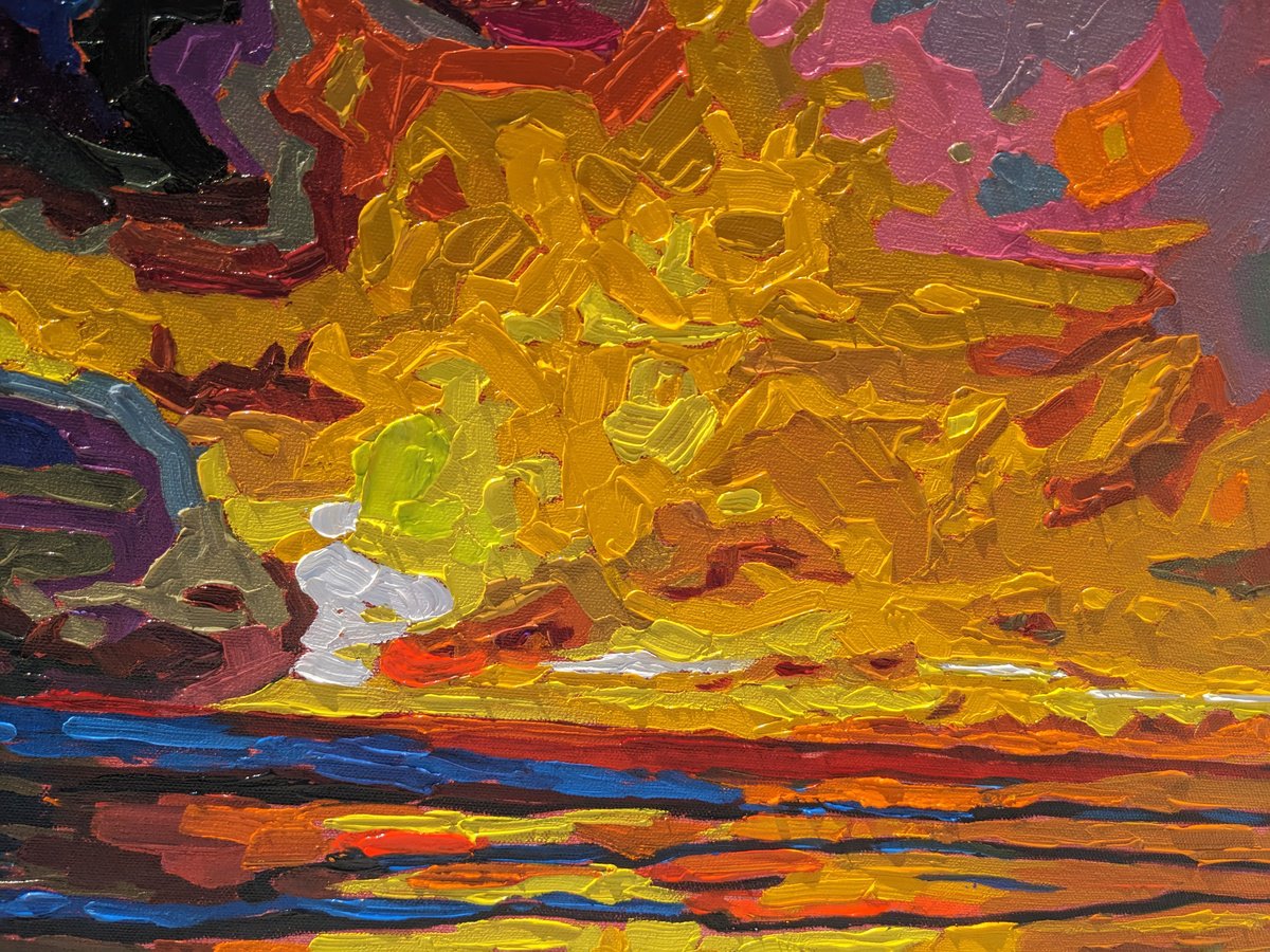 Impressionistic Landscape Oil Painting By Irinagoldenfish, 39 X 22, Alone With The Sun, Original Artwork