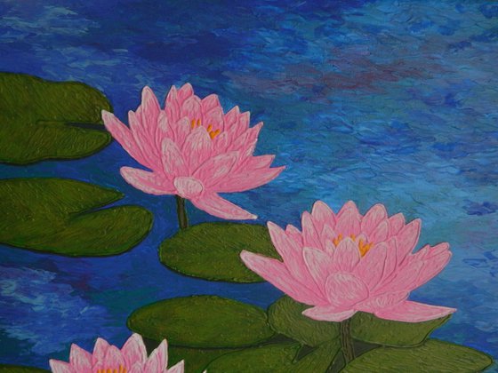 Last Song of Summer - large lotus flower painting, home, office decor, gift idea