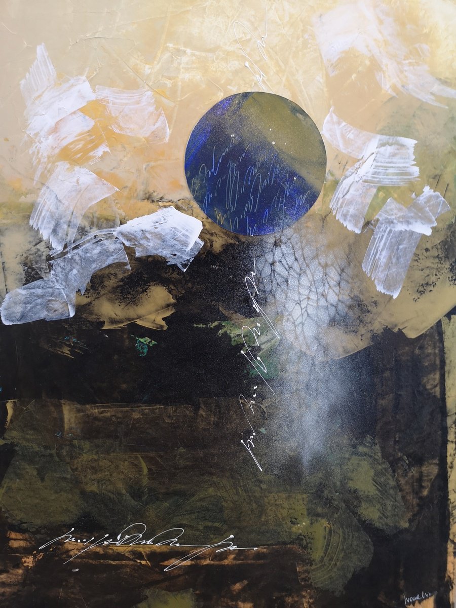 Abstract Drawing By Ivana Urso, 20 X 28, Moon 19, Original Artwork