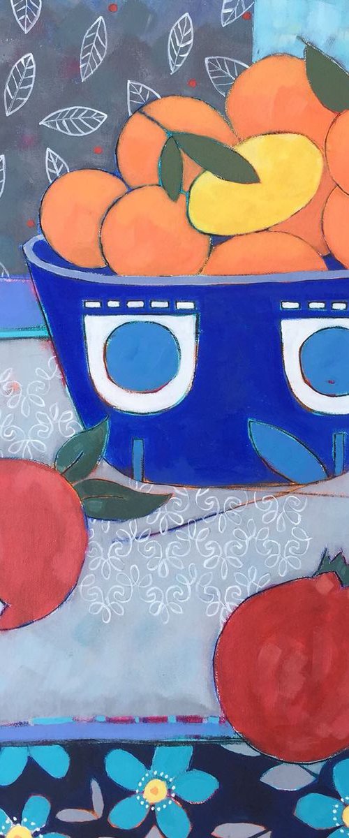 Pommegranates And Citrus Fruit by Emma Dashwood