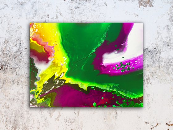 "Hooked On A Feeling" - Original Abstract PMS Fluid Acrylic Painting, 24 x 18 inches