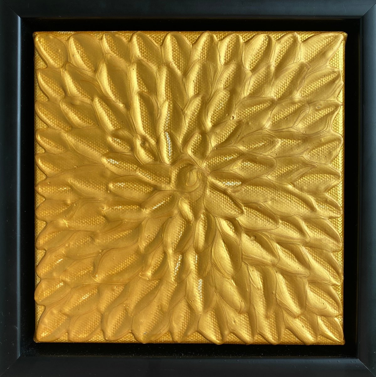 Geometric Abstract Acrylic Painting By Guzaliya Xavier, 7 X 7, Gold Abstract Mini, Original Artwork