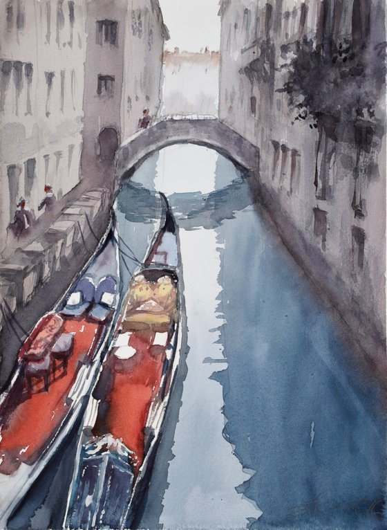 Venice canal with gondolas