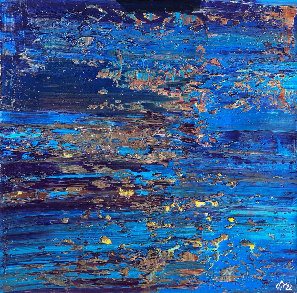 Abstract Oil Painting By Svitlana Andriichenko, 31 X 31", Flood. A62, Original Artwork