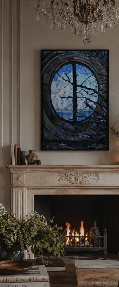 February Window Portal Oval blue window by Iryna Tymkul