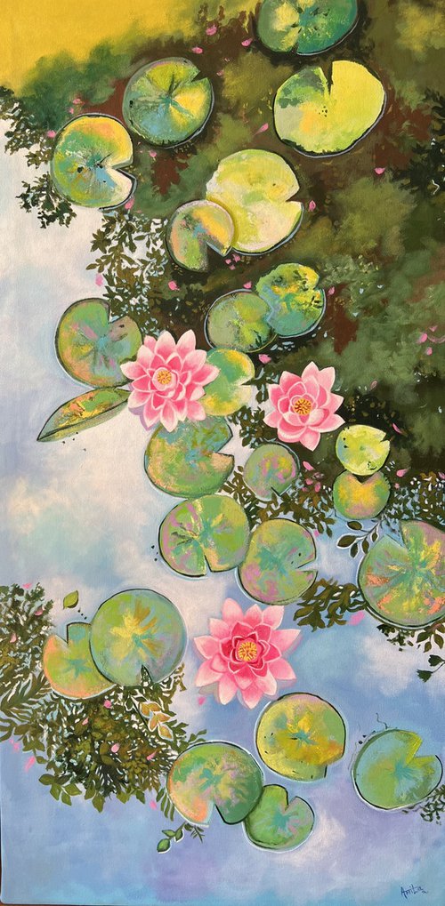 Dance of Light! Water Lily Art by Amita Dand