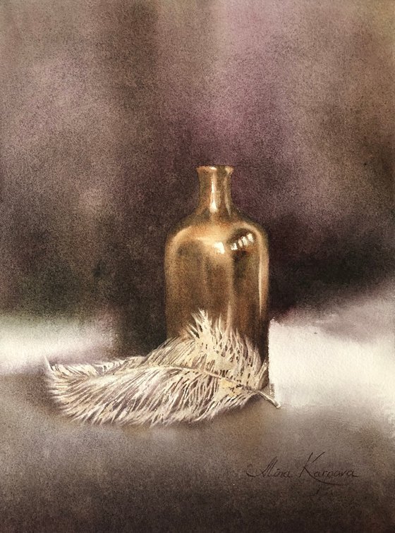 Still life with white feather
