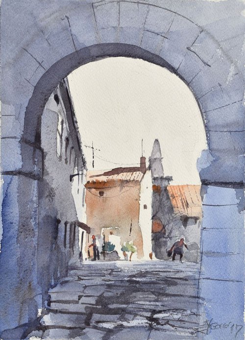 Old town entrance by Goran Žigolić Watercolors