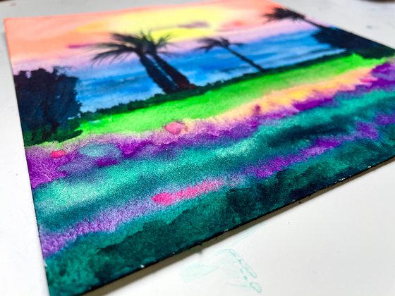 Sunset and Ocean Painting for Kids — Left Coast Art Studio