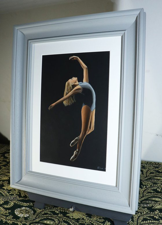 Ballerina Falling Ballet Shoes, Figurative Artwork Framed by Alex Jabore (2018) Perfect Gift