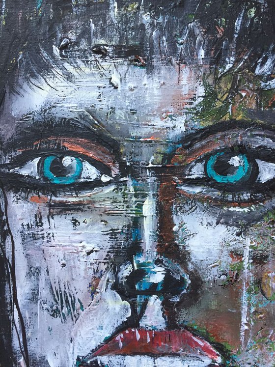 Tell Me No Lies Face of Woman Portrait People Art Portraiture Girl Beautiful Face Portraits Small Canvas Painting Gift Ideas Acrylic Painting Affordable Art 25x20cm Free Shipping Worldwide