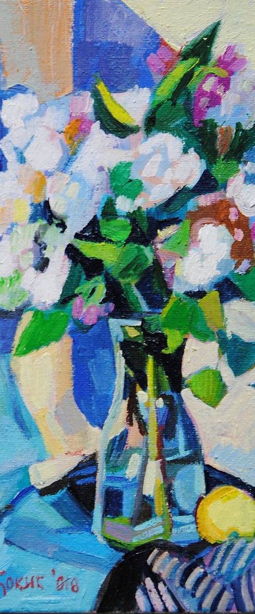 White summer flowers / 16.3 x 11.5 cm by Maja Đokić Mihajlović