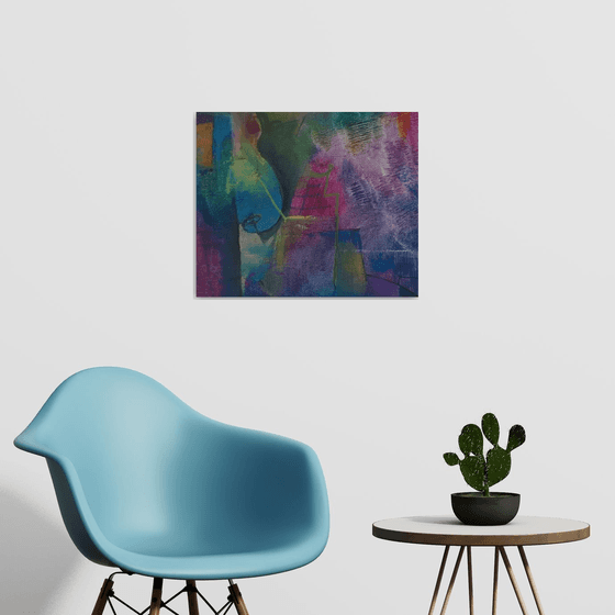 Untitled, Abstract Composition in blue green dark colors