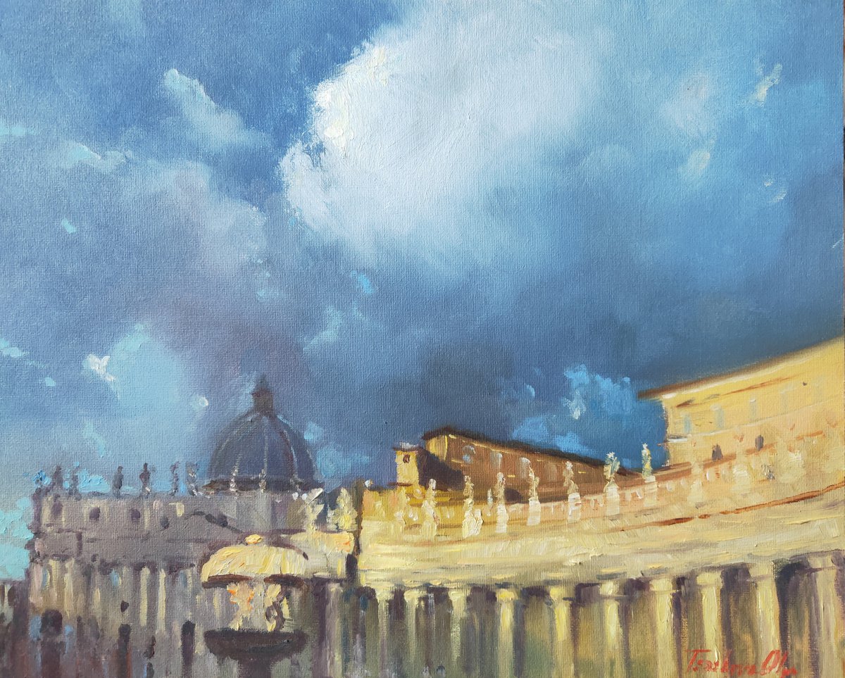 Piazza San Pietro Rome painting sketch artwork original oil by Olga Tsarkova by Olga Tsarkova