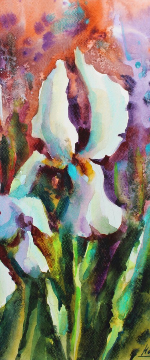 Irises. Original artwork by Nadiia Dubei