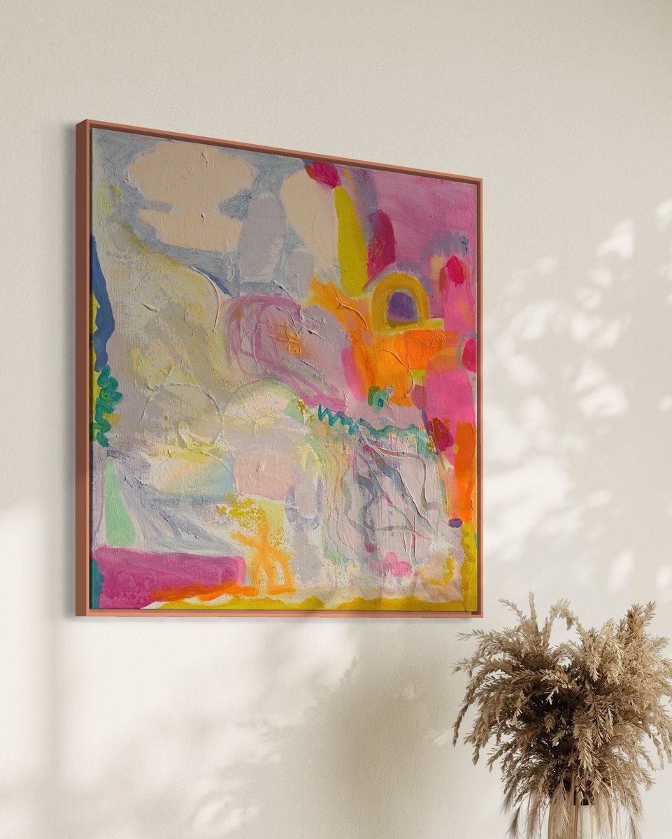 Organic Abstract Acrylic Painting By Kathryn Sillince, 30 X 30", 