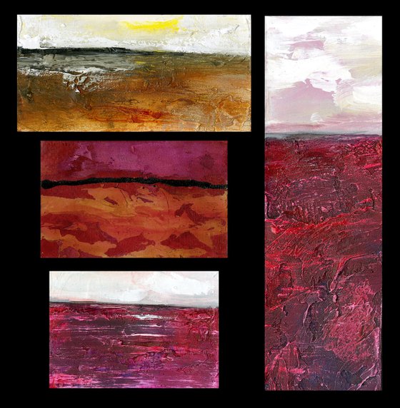 Mystical Land Collection 3 - 4 Small Landscape paintings by Kathy Morton Stanion